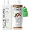 KERATIN RESEARCH Trattamento per raddrizzare e lisciare i capelli, trattamento alla cheratina brasiliana complessa, risultati professionali, (CS 120 ml + KT 120 ml).