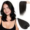 SEGO Pro 30cm Extension Capelli Veri Clip Topper Donna #1B Nero Naturale Base Seta con Frangia Laterale Capelli Umani Posticci Parrucche Toupet (35g)