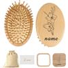 Youdian Spazzola per capelli in legno personalizzata, nome e fiore di nascita, uso bagnato/asciutto, per donne e uomini, tutti i tipi di capelli, regalo di compleanno per moglie, mamma, sorella