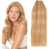 MY-LADY Extension Capelli Veri Tessitura Umani - Bundles di Capelli Dritti Remy Double Weft Human Hair Extensions 100g (20 Pollici, #12P613 Marrone Dorato&Biondo)