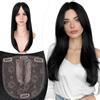 Elailite Posticci Donna Hair Topper per Capelli Clip in Toupet Toupee Protesi Middle Parting (Base 7.5cm*5cm) 45cm 175g Nero Scuro