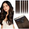 Elailite Extension Capelli Veri Clip Naturali 5 Ciocche Singole con Silk Lace 35cm 42g per Volume/Mèches #2R Marrone Scuro