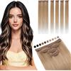 Elailite Extension Capelli Veri Clip Naturali 5 Ciocche Singole con Silk Lace 25cm 36g per Volume/Mèches #27 Biondo Scuro
