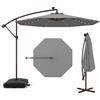 RELAX4LIFE Ombrellone da Giardino 3,5x3.5M con Luci a LED, Ombrellone da Balcone con Base a Croce e Sacco di Sabbia, Protezione Solare, per Giardino Terrazzo e Patio (Grigio)