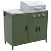 sweeek Barbecue a Gas 3 bruciatori, 3 Ante, 2 spazi di stoccaggio Verde - 100x51x87.5 cm