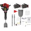 Poyujkyhr Martello demolitore a benzina 52 CC 1900 W 55 J, 2 tempi con vanga + piccone + zappa piatta + imbuto + guanti + occhiali + serbatoio da 1,3 l, escavatore per scavo per costruzione, giardino