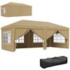 Outsunny Tonnelle barnum pliant pop-up imperméabilisé 6L x 3l x 2,7H m 4 parois latérales amovibles 4 fenêtres + sac de transport kaki