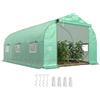 Outsunny Serra per Orto a Tunnel con 6 Finestre e Porta Avvolgibile, Serra da Giardino a Tunnel in PE con Tubi in Metallo, per Piante e Frutto, 4.5x3x2m, Verde Scuro