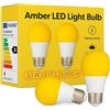 Toys4Boys Lampadina LED Ambra E27 - Luce Calda e Rilassante per la Sera - Lampada Notturna Senza Sfarfallio e Delicata per gli Occhi - Favorisce la Produzione Naturale di Melatonina - 3,5W a Basso Con