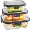 SILBERTHAL Set contenitori vetro ermetici - Porta pranzo per microonde | Frigoverre salvafreschezza - Coperchio in acciaio inossidabile - Ermetico - Impilabili - Lavabile in lavastovilie