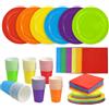 Peelanmall Set di stoviglie per feste di compleanno per bambini, 120 pezzi, con 30 piatti di carta da 23 cm, 30 piatti da 18 cm, 30 bicchieri di carta da 270 ml, 30 tovaglioli da 25 cm, piatti e bicchieri usa e
