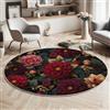 MLSOWM Tappeto Salotto Rotondo Fiori Eleganti Tappeti a Pelo Corto Stile Retrò Glamour,Fondo Antiscivolo, Tappeto Super Morbido Lavabile per Camera Sala Ufficio Balcone - 80cm Bordeaux