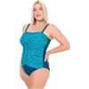 Ulla Popken Costume da Bagno da Donna, Taglie Forti, Colore Verde Oliva, Effetto Avvolgente, Deep Sea Paisley, Petrolio Scuro, 50