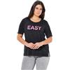 Ulla Popken Maglietta da Donna Taglie Forti, Taglie Forti, con Easy Wording, Classic, Nero, 56/58
