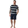 JP 1880 Pigiama Uomo Henley Raglan, Ringel, Pigiama 1/2, Blu Navy, 5XL