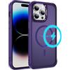 LCHULLE Custodia magnetica per iPhone 14 Pro Max Cover compatibile con MagSafe semi-trasparente opaca sottile Case protettiva PC Back + TPU Bumper per iPhone 14 Pro Max Viola