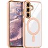 LCHULLE Custodia magnetica per Samsung Galaxy A36/A56 Cover trasparente [Compatibile con Magsafe] protezione della fotocamera Cover antiurto protettiva clear silicone case, Rosa