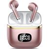 POMUIC Nuovo Cuffie Bluetooth 5.4, Auricolari Bluetooth in Ear con 4 ENC Microfoni, 40 Ore di Riproduzione, Display LED, IP7 Impermeabile Cuffiette Bluetooth, Cuffie Senza Fili per Sport e Lavoro Rosso