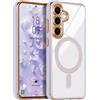 LCHULLE Custodia magnetica per Samsung Galaxy A36/A56 Cover trasparente [Compatibile con Magsafe] protezione della fotocamera Cover antiurto protettiva clear silicone case, Viola chiaro