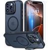 Beeasy Cover Magnetica per iPhone 16 Pro Max con Cavalletto,Custodia con 2 Pezzi Pellicola Vetro Temperato,Compatibile con Magsafe Militare Antiurto Sottile Protettiva Case,Traslucida Opaca Nero