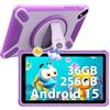 PIXGOOD Tablet 7" per bambini, 36GB RAM 256GB ROM (SD espandibile), Android kids tablet, controlli parentali, schermo FHD, 6580mAh, 5MP+2MP, WiFi, Bluetooth(viola)