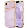 LCHULLE Compatibile con iPhone 16e Cover cuore d'amore Custodia con forma ondulata e riccia ragazze Protezione della fotocamera Cover protettiva galvanizzata Custodia per iPhone 16e Viola chiaro