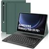 IVEOPPE Tastiera Samsung Galaxy Tab S9 FE Plus 12.4" 2023, Cover Tastiera Samsung tab S9 Plus, Tastiera Italiano Rimovibile Bluetooth per Galaxy Tab S9FE+/S9+ 12.4", Verde scuro