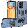 Btstring Cover per Xiaomi Redmi 13C con Pellicola Protettiva, Grado Militare Custodia con Cavalletto in Metallo Rotante a 360°, Hard PC Back Cover e TPU Bumper Antiurto Case- Blu