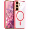LCHULLE Custodia magnetica per Samsung Galaxy A36/A56 Cover trasparente [Compatibile con Magsafe] protezione della fotocamera Cover antiurto protettiva clear silicone case, Rosa rossa