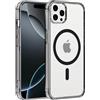 Coiwxmoi Custodia per iPhone 16 Pro Cover Compatibile con MagSafe, Custodia TPU Morbida Trasparente con Anello Magnetico, Anti-Impressioni Digitali Backcover, Anti-Scivolo Anti-Urto Case, Nero