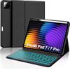 IVEOPPE Cover Tastiera per Xiaomi Pad 8/Pad 8 Pro 2026 11.2"/Pad 7/ Pad 7 Pro 11.2" 2025, Custodia Tastiera 7 Colori Retroilluminata Italiano Bluetooth Staccabile con portapenne, Nero