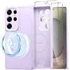 Coiwxmoi Magnetica Cover per Samsung Galaxy S25 Ultra 5G 6.8" [Compatibile con MagSafe], Custodia con 2 Pellicola Vetro Temperato Protettiva, Silicone Case per Samsung S25 Ultra,Viola