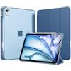 MoKo Cover per iPad Air 11 Pollici Case (M4/M3/M2) 2026/2025/2024, iPad Air 5a/4a Gen 10,9" 2022/2020 con Portapenna, Cover Trifold Sottile e Leggera con Retro in PC Rigido Traslucido, Blu Mare Scuro