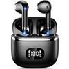 POMUIC Cuffie Bluetooth, Auricolari Bluetooth 5.3 Stereo HiFi Immersivo con 4 ENC Mic, Cuffie Wireless Cancellazione Rumore, 40 Ore di Riproduzione, IPX7 Impermeabili Cuffiette Bluetooth con Display LED