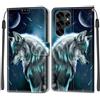 KENHONER Custodia per Samsung Galaxy S25 Ultra, Lupo | Portafoglio Pelle PU, Magnetica, Resistente Agli Urti, Scomparto Carte Credito, Pieghevole, Flip Libro, Motivo