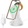 YSRSAI Magnetica per Apple Watch e iPhone charger, Caricatore Wireless iphone magsafe, 3 in 1 Stazione di Ricarica Wireless per iPhone 16/15/14/13/12 Pro Max Serie Dispositivi per AirPods (bianca)