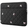 BAAGOAZ Custodia Laptop 11-12,9 Pollici con Tasca Frontale, Borsa per Laptop in Tessuto Trapuntato con Fiocchi Ricamati, Compatibile con MacBook, Chromebook 11,6/12,5 Pollici, iPad Pro 12,9", Nero