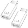 Puiseno 2 adattatori da Lightning a USB-C audio, [certificati MFi] USB-C maschio a presa Lightnning adattatore per cuffie per iPhone 16/15 serie, iPad e altro (non supporta OTG)