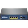 Davuaz Switch Gigabit PoE con 4 porte POE+, 1 porta uplink Gigabit e 1 porta SFP, IEEE802.3af/at Compliant, Up to 78W, Metal Design, Ungested Power Over Ethernet, Plug and Play Network Switch