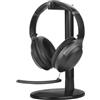 Avantalk Aria Podio 3 - Cuffie Wireless Bluetooth Multipoint con Microfono a Antirumore Staccabile & Sidetone per Chiamate Chiare, PC & Smartphone, suono EQ, Batteria 55h, Supporto di Ricarica