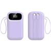 SSY POWER Powerbank 10000 mAh Ricarica Rapida Caricatore Portatile con Cavi Integrati PD 22,5 W Piccolo Batteria USB-C con 4 Uscite, 2 Ingressi, Batteria di Backup Compatibile con iPhone iPad e Tabl (Viola)