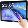 NORQIN Monitor Touchscreen Industriale 23.6 Pollici,Display LCD IP65 Impermeabile con Touch Capacitivo 10 Punti,Montaggio VESA,HDMI/VGA/DVI/USB,Schermo Robusto per Chioschi,POS,Medicale & Industriale