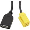 Auratrove Cavo adattatore audio USB per auto, cavo di prolunga AUX a 6 pin per Fiat Grande Punto, Alfa 159, Mini ISO dal 2007 in poi, nero