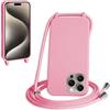 WenBaby Cover Compatible con iPhone 16 Pro Max,Cellulare Girocollo Custodia con Cordino TPU Corda Silicone Case Bumper per iPhone 16 Pro Max Custodia, Rosa