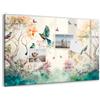 Tulup Lavagna magnetica professionale in vetro | Con 5 magneti al neodimio | Lavagna cancellabile resistente per ufficio e casa - 60x40cm - Fiori uccelli natura