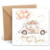 Edition Seidel Premium Biglietto di nozze quadrato con busta. Biglietto di nozze Auguri agli Sposi in italiano per coppia macchina palloncini a cuore carino (HQ274 SW026)