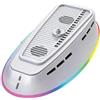 NbgrvB Stazione di raffreddamento RGB per PS5 Pro Slim Disc Digital - Base doppia ventola Turbo con luce LED - Bianco 25 cm