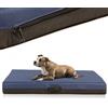 COOL PET Materasso ortopedico per cani, 120 × 80 × 10 cm, in schiuma visco (memory foam), resistente rivestimento Oxford 600D con rivestimento in PVC idrorepellente, Made in EU, colore: blu scuro