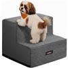 Feandrea Scaletta per Cani a 2 Gradini, Scale in Schiuma ad Alta Densità, Antiscivolo con Fodera Lavabile e Impermeabile, 30 x 38 x 28 cm Grigio piombo, per Letto e Divano, Collezione Baddi PPS022GN01