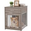 DAWNYIELD Cuccia per Cani Piccoli in Legno Stile Mobile, con Porta a Ribalta Bloccabile e Cassetto, Mobili per Cani, Gabbia o Kennel Interno per Cuccioli, Taupe